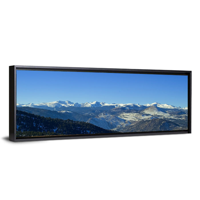Snow-dusted Colorado Rockies Wall Art as a framed canvas