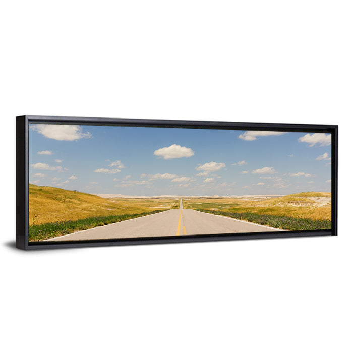 North Dakota Road to Horizon Wall Art as a framed canvas