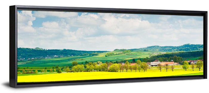 Czech Rapeseed Fields Wall Art as a framed canvas