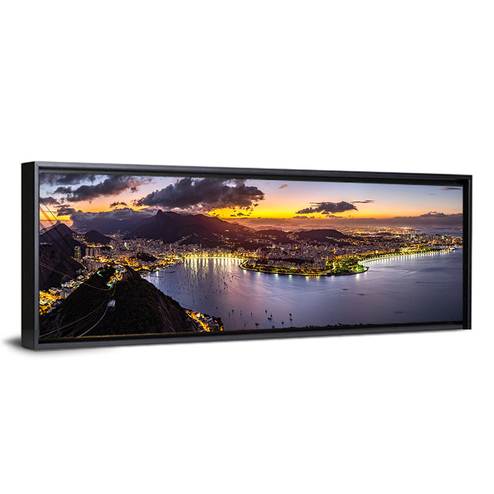 Rio De Janeiro Night Skyline Wall Art as a framed canvas