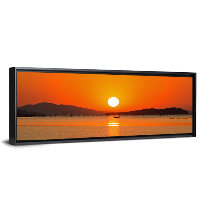 Lake Kariba Sunset Silhouette Wall Art as a framed canvas