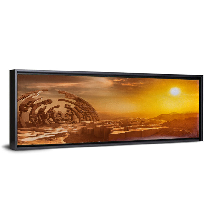 Deserted Alien Planet at Dusk Wall Art as a framed canvas