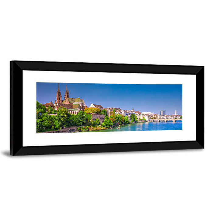 Basel Old City Riverside Wall Art as a framed print