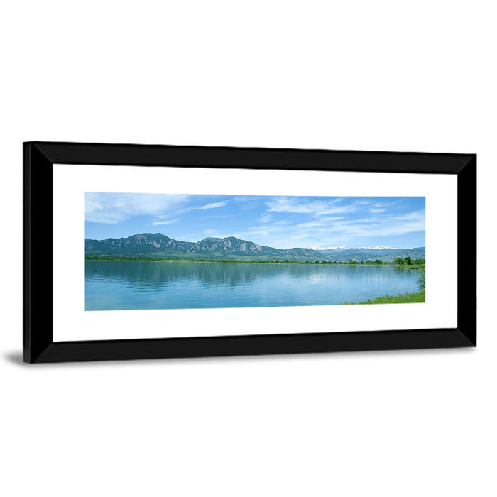 Boulder Reservoir and Flatirons Wall Art as a framed print