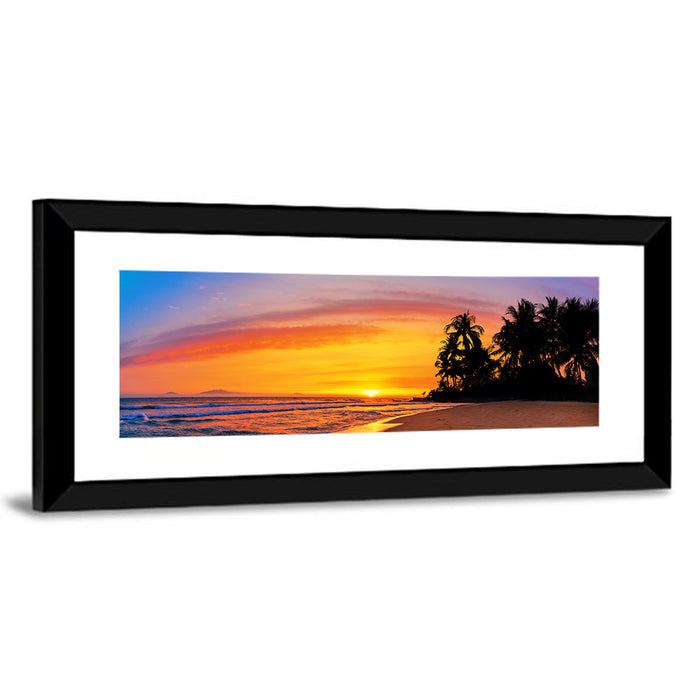 Tropical Beach Sunset Wall Art as a framed print