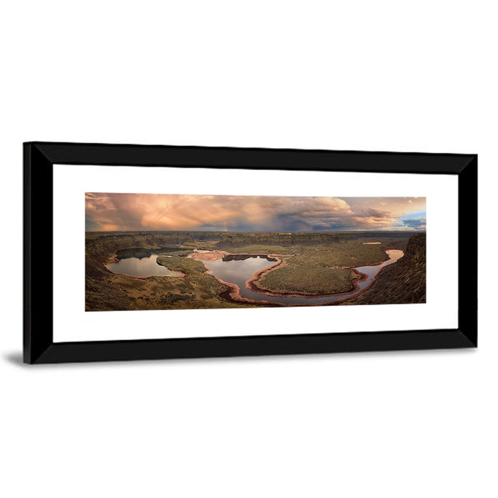 Soap Lake Storm Rainbow Wall Art as a framed print