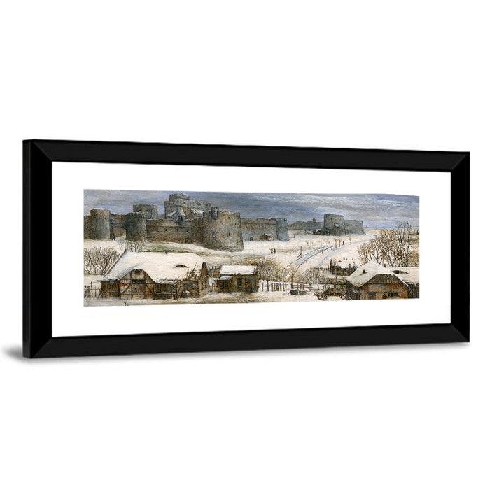 Snowbound Medieval Fortress Wall Art as a framed print
