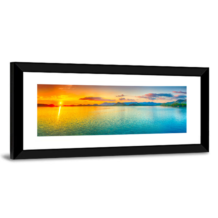 Golden Lake Sunrise Wall Art as a framed print