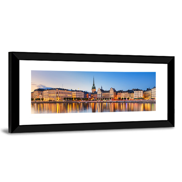 Gamla Stan Night Reflections Wall Art as a framed print