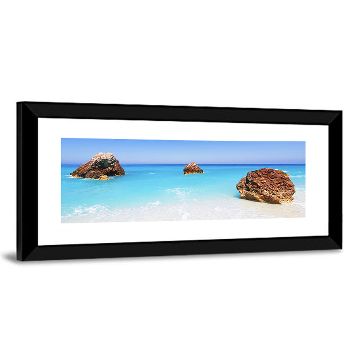Lefkada Three Rocks Seascape Wall Art as a framed print