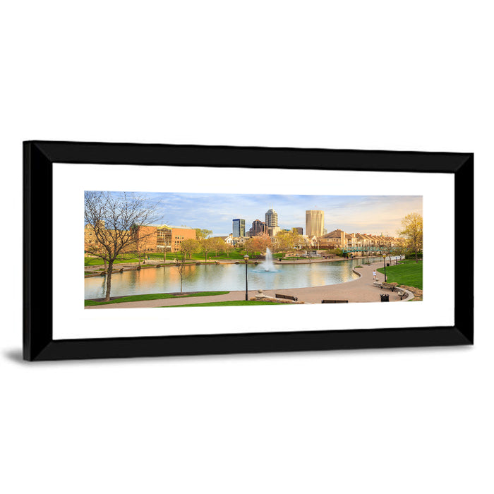 Indianapolis Central Canal Skyline Wall Art as a framed print