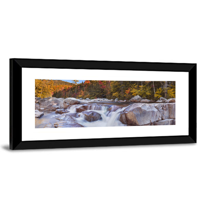 White Mountain Autumn River Wall Art as a framed print