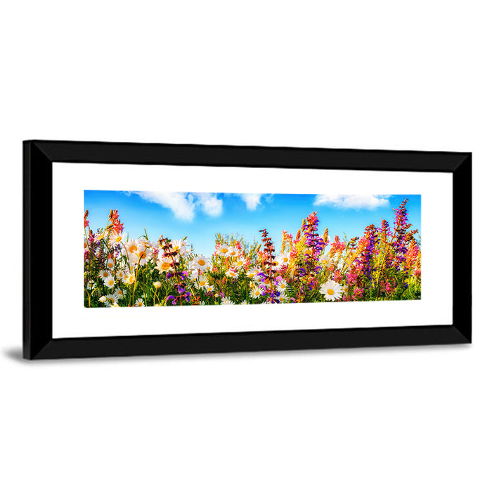 Spring Meadow Wildflowers Wall Art as a framed print