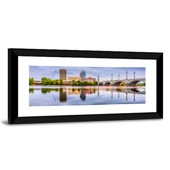 Springfield Memorial Bridge Skyline Wall Art as a framed print