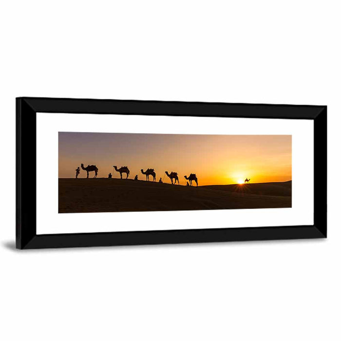 Thar Desert Camel Caravan Wall Art as a framed print