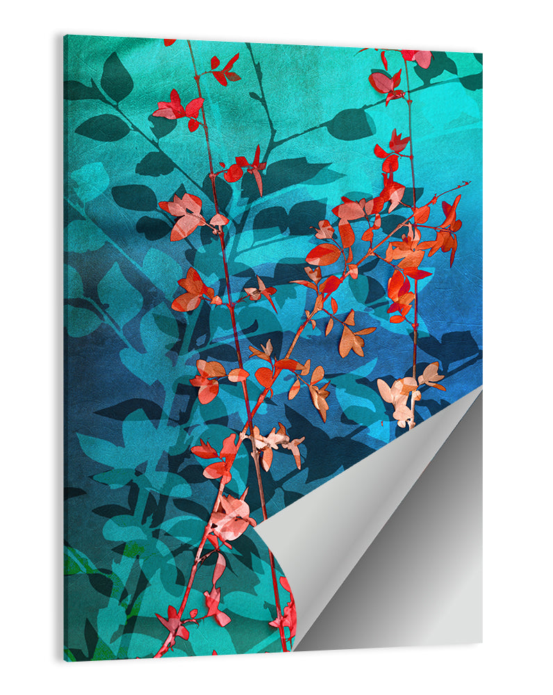 Red Leaf Branches Wall Art