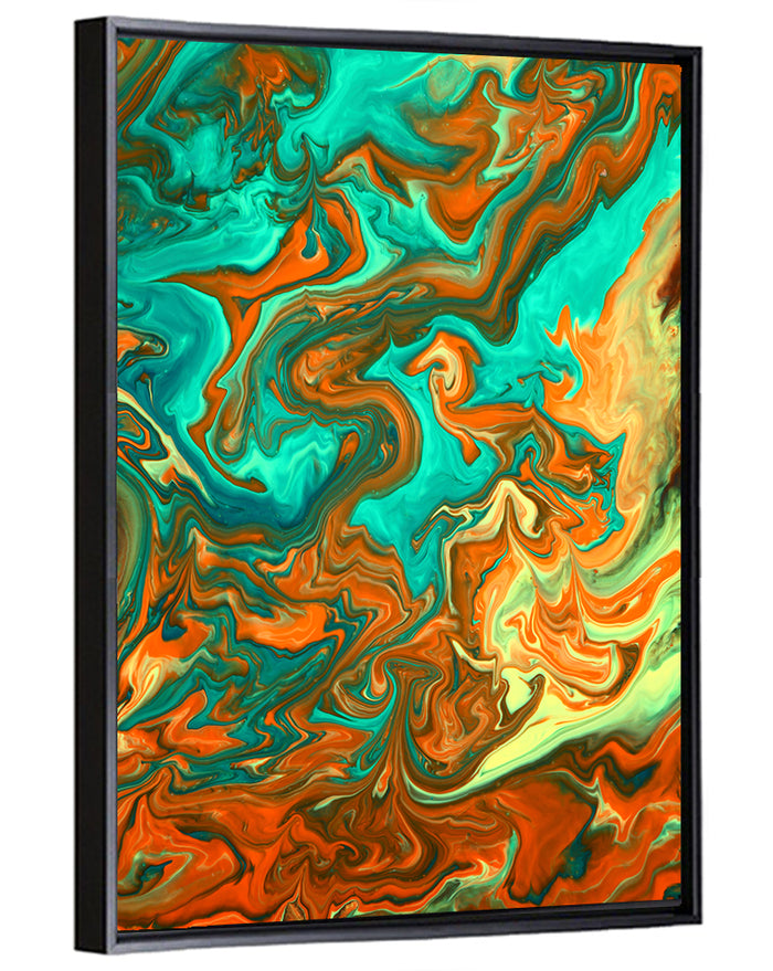 Blue Streams Abstract Wall Art as a framed canvas