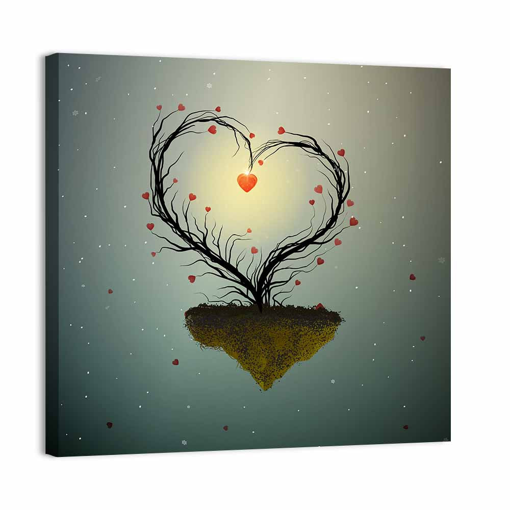Floating Heart Tree Wall Art, canvas print, square