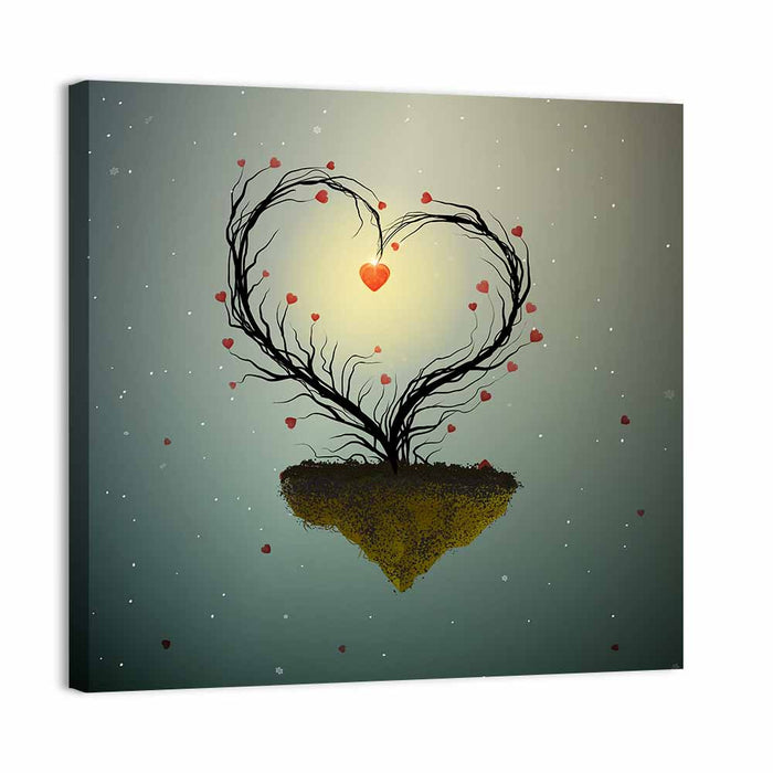 Floating Heart Tree Wall Art as a canvas print