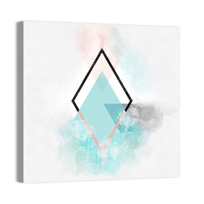 Teal Diamond Minimalist Geometry Wall Art as a canvas print