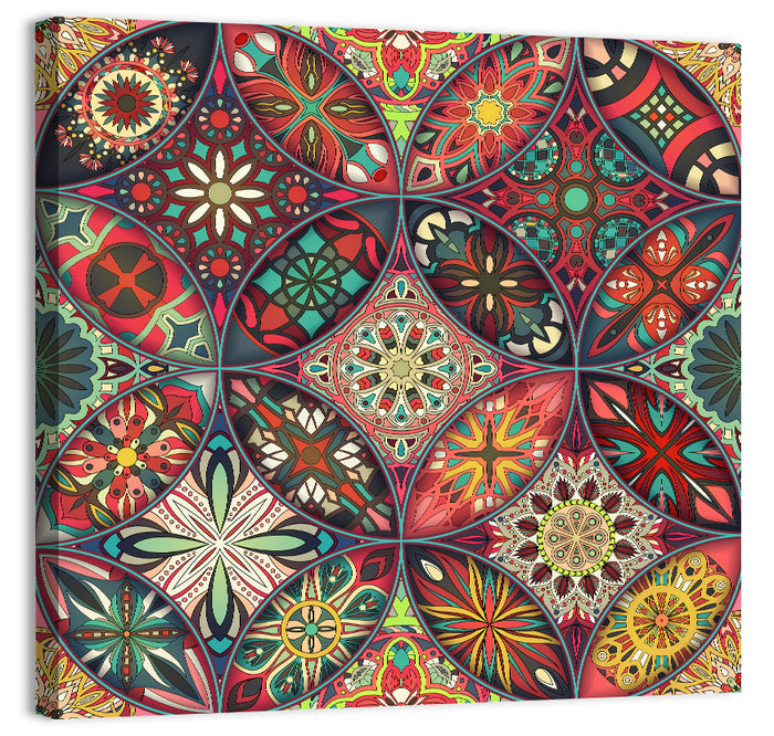 Vintage Mandala Tile Pattern Wall Art as a canvas print