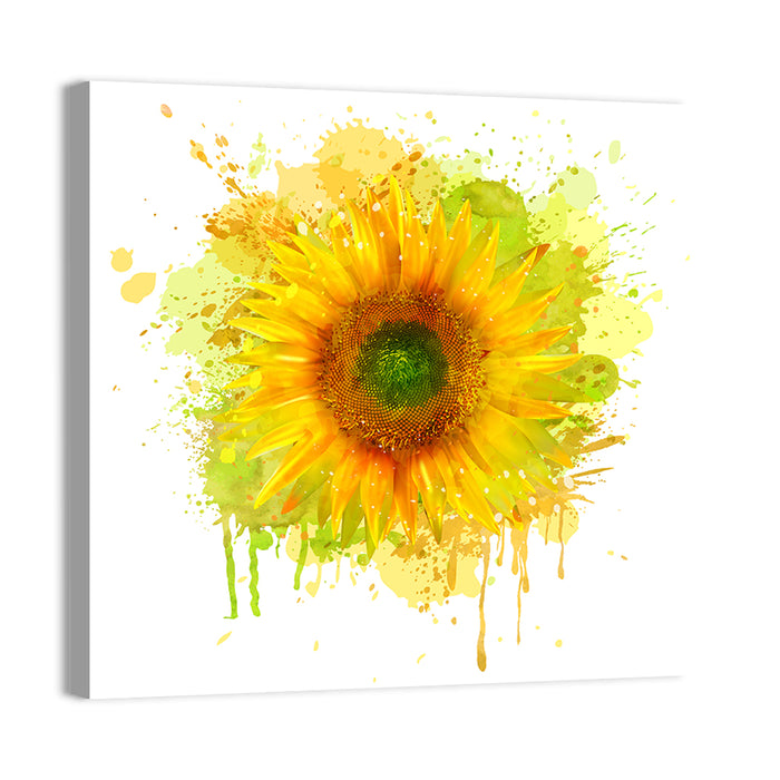 Watercolor Sunflower Wall Art as a canvas print