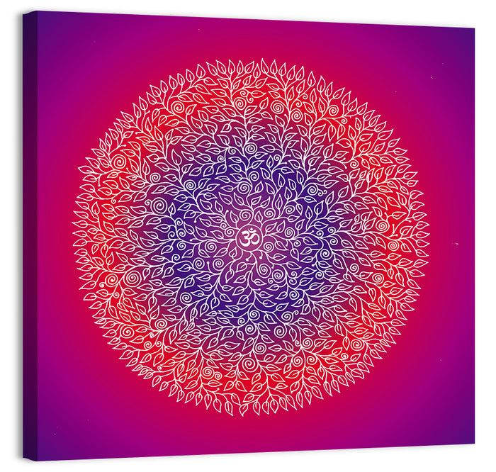 Botanical Om Mandala Wall Art as a canvas print