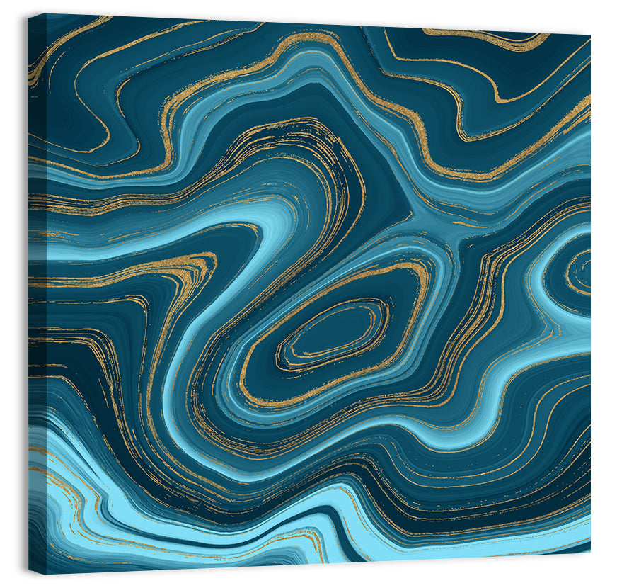 Navy Teal Marble Abstract Wall Art, canvas print, square