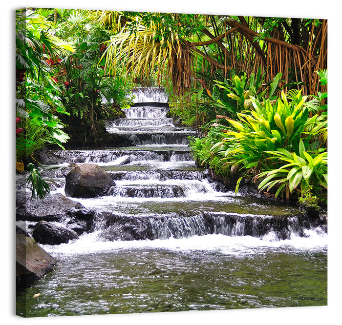 Tabacon Tiered Hot Springs Waterfall Wall Art as a canvas print