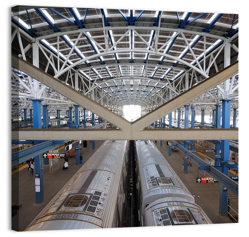 Stillwell Avenue Station Platform Perspective Wall Art, canvas print, square