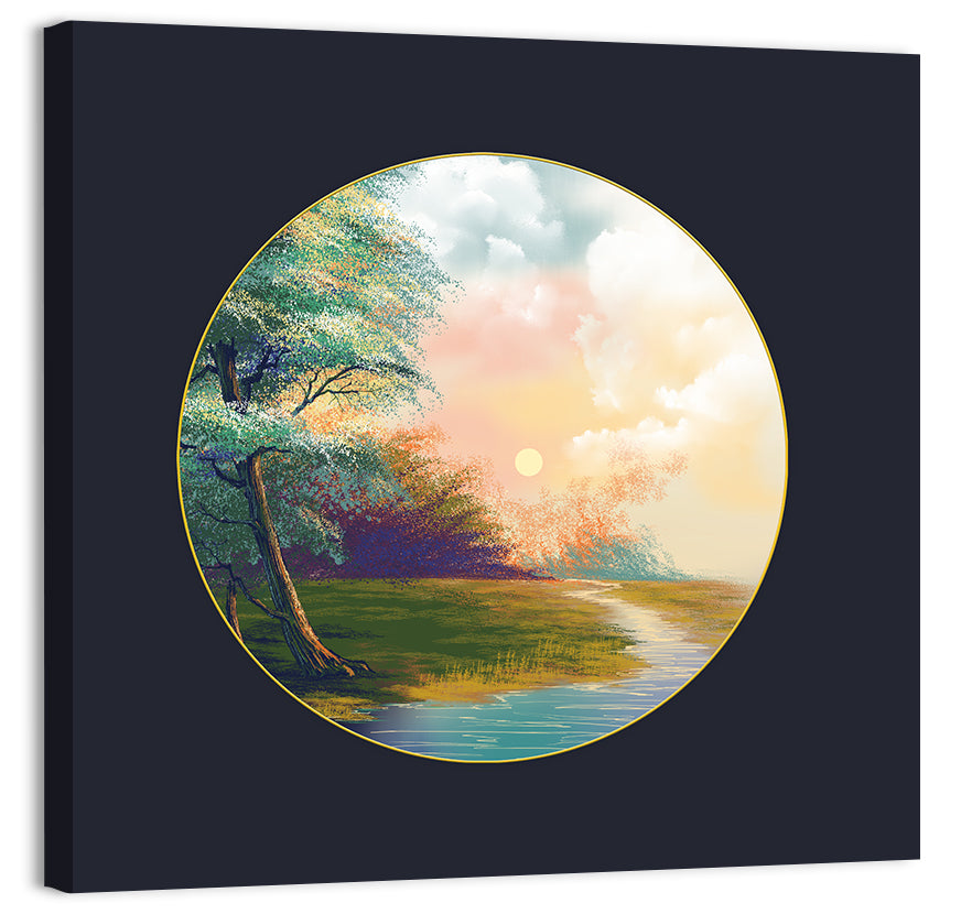 Spring Forest at Sunset Wall Art, canvas print, square