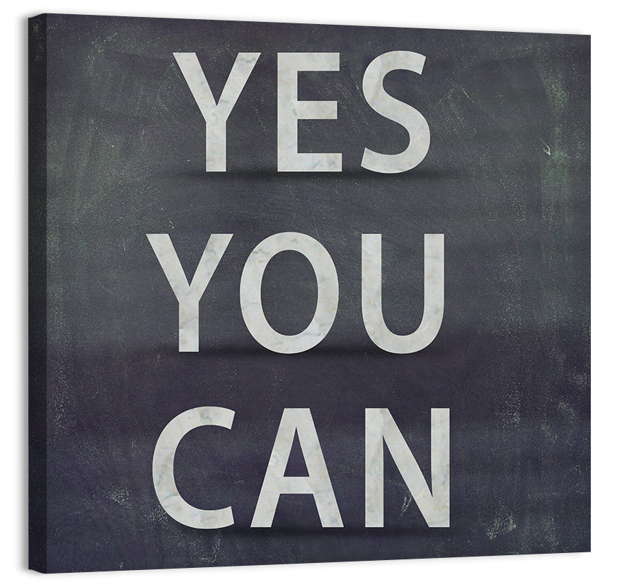 Yes You Can Chalkboard Typography Wall Art, canvas print, square