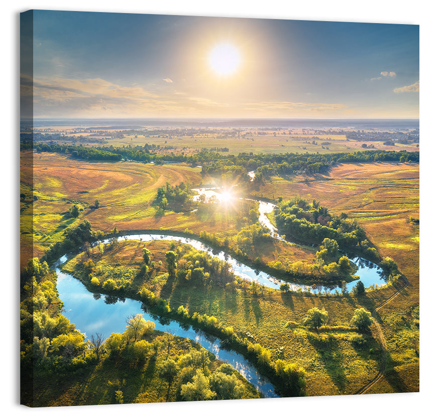 Sunlit Irrigation Canal Wall Art, canvas print, square