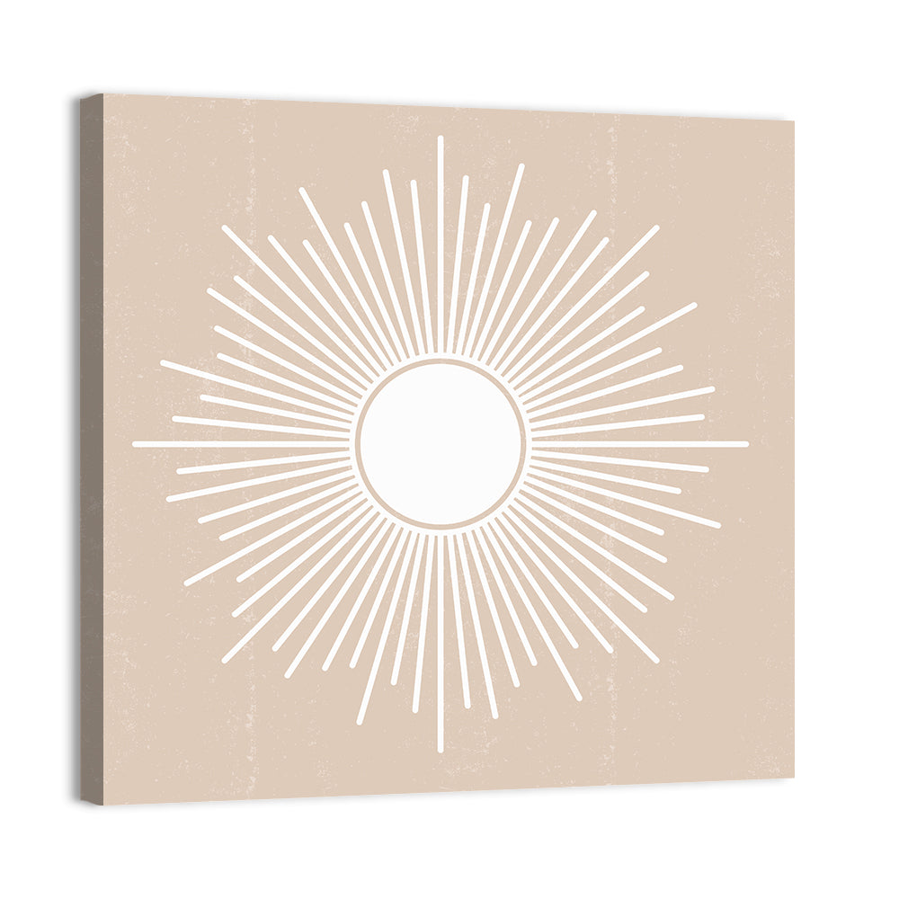 Beige Sunburst Abstract Wall Art, canvas print, square
