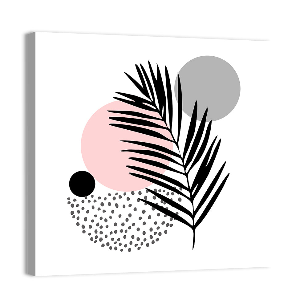 Stippled Palm Leaf Illustration Wall Art, canvas print, square