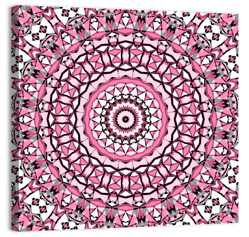 Pink Mosaic Kaleidoscope Mandala Wall Art, canvas print, square