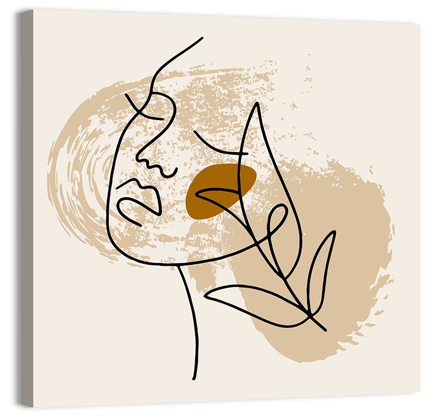 Minimalist Woman Line Portrait Wall Art, canvas print, square