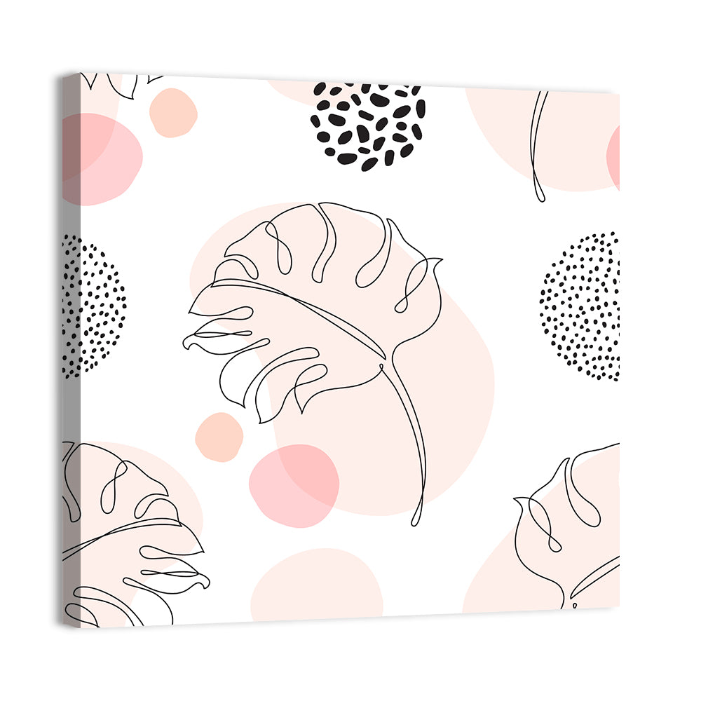 Blush Monstera Leaf Pattern Wall Art, canvas print, square