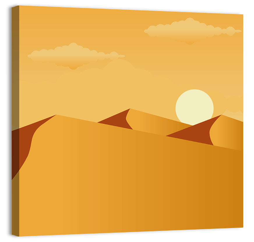 Sunset Over Sand Dunes Wall Art, canvas print, square