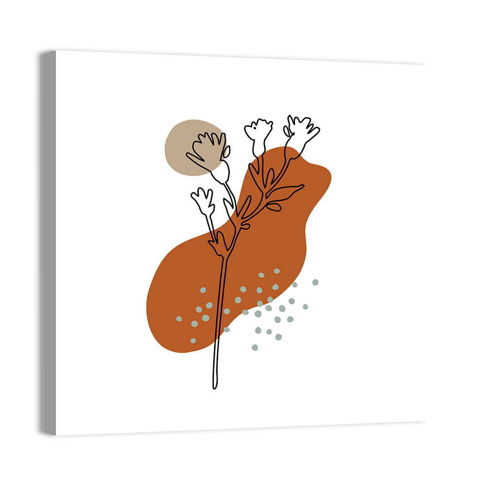Terracotta Meadow Foliage Wall Art, canvas print, square