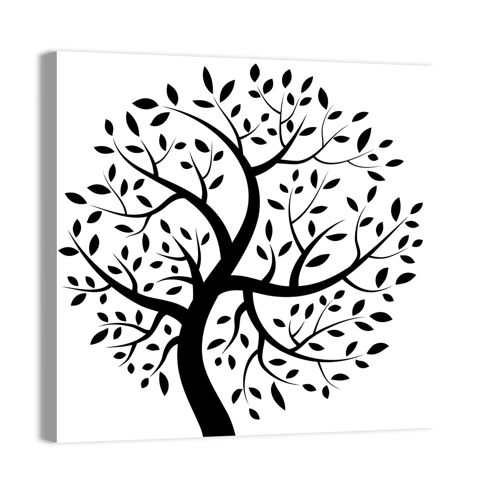 Black Tree Silhouette Wall Art, canvas print, square