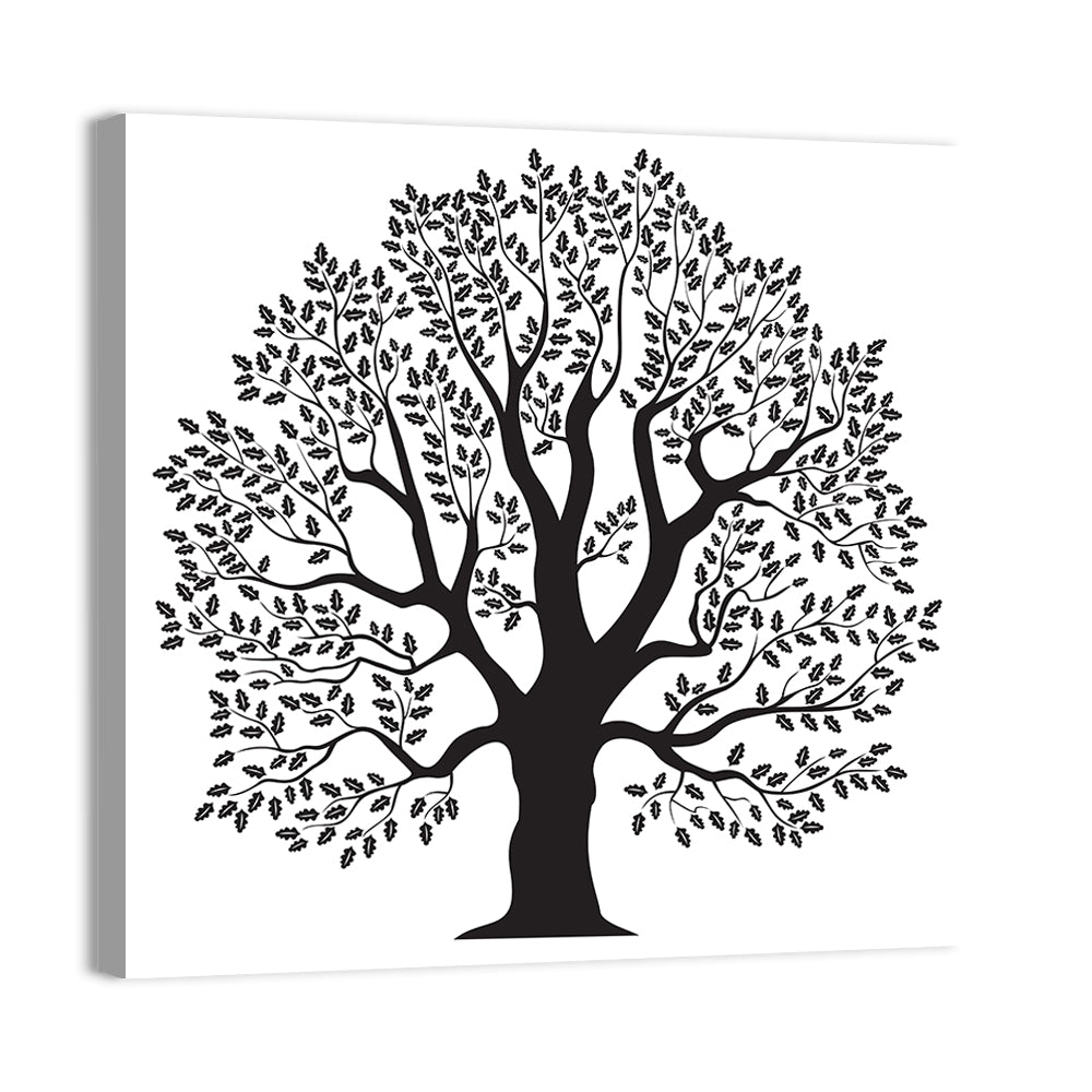 Oak Tree Illustration Wall Art, canvas print, square