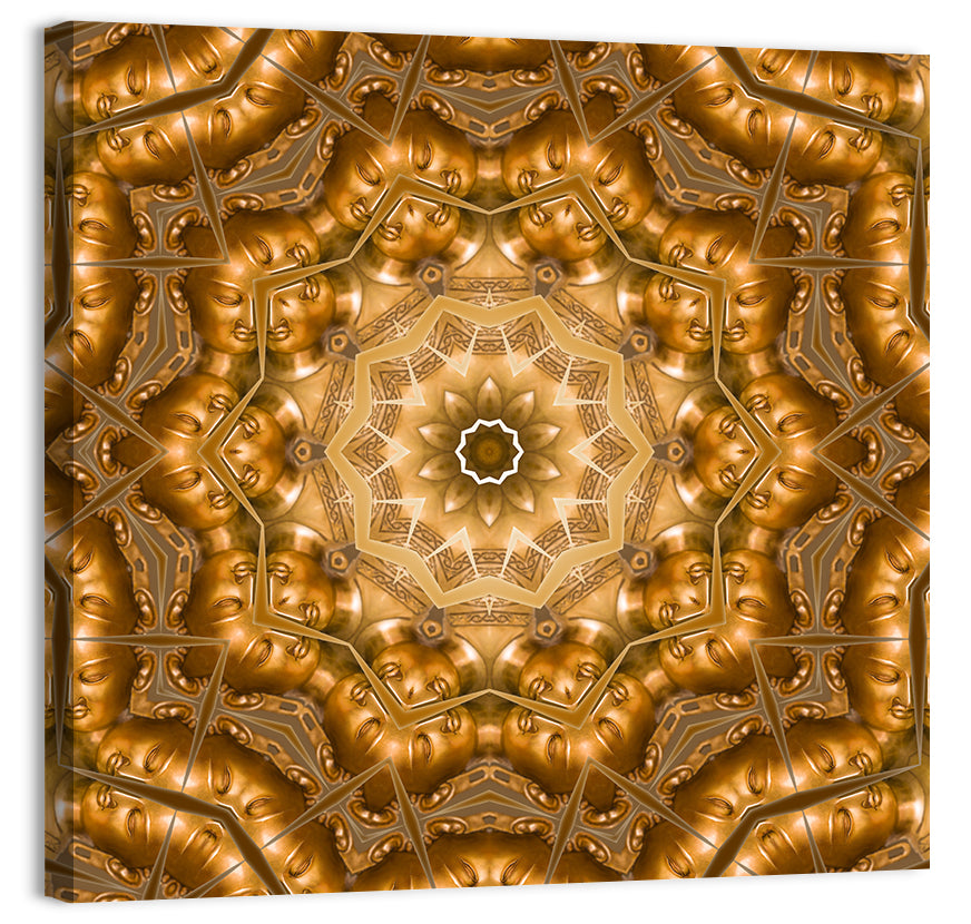 Golden Buddha Mandala Kaleidoscope Pattern Wall Art, canvas print, square