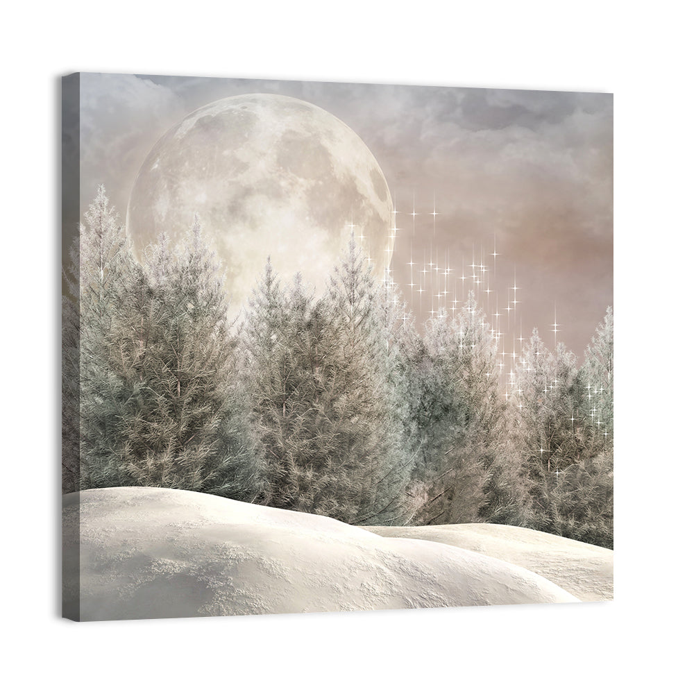 Enchanted Winter Forest Wall Art, canvas print, square