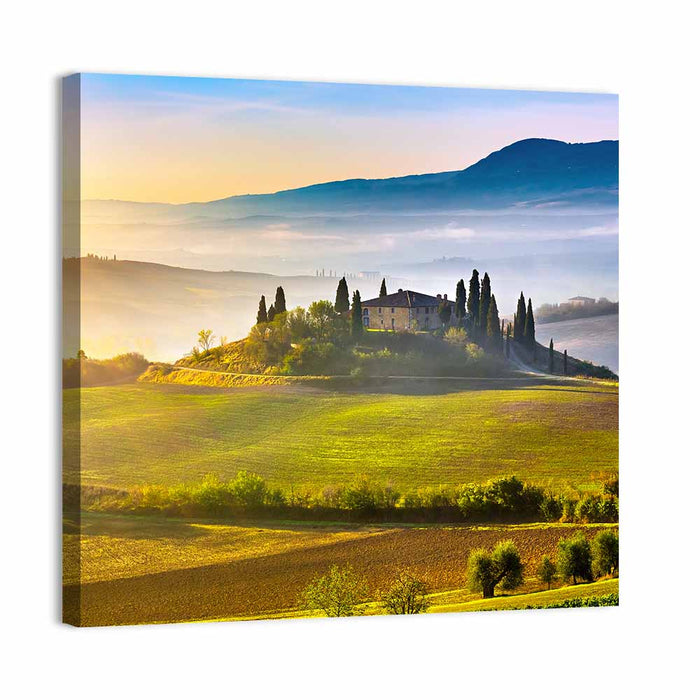 Tuscan Morning Landscape Wall Art as a canvas print