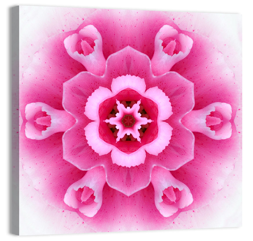 Pink Carnation Kaleidoscope Mandala Wall Art, canvas print, square