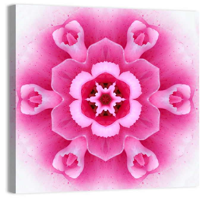 Pink Carnation Kaleidoscope Mandala Wall Art as a canvas print
