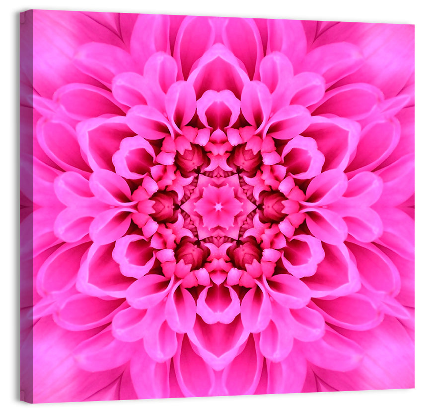 Kaleidoscopic Chrysanthemum Mandala in Magenta Wall Art, canvas print, square