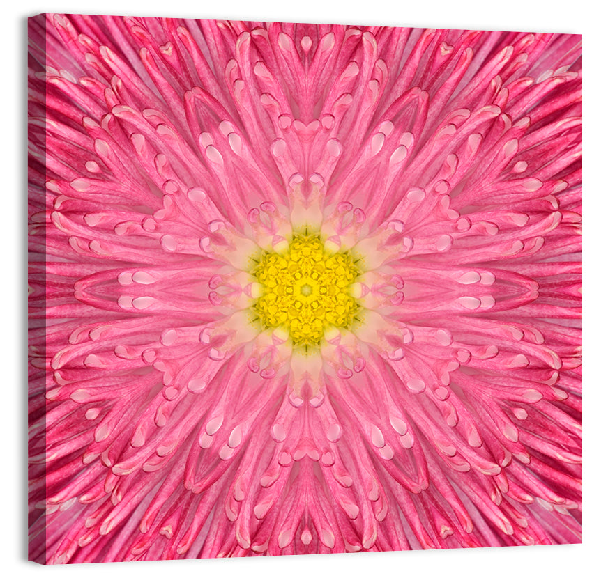 Kaleidoscopic Daisy Mandala Bloom Wall Art, canvas print, square