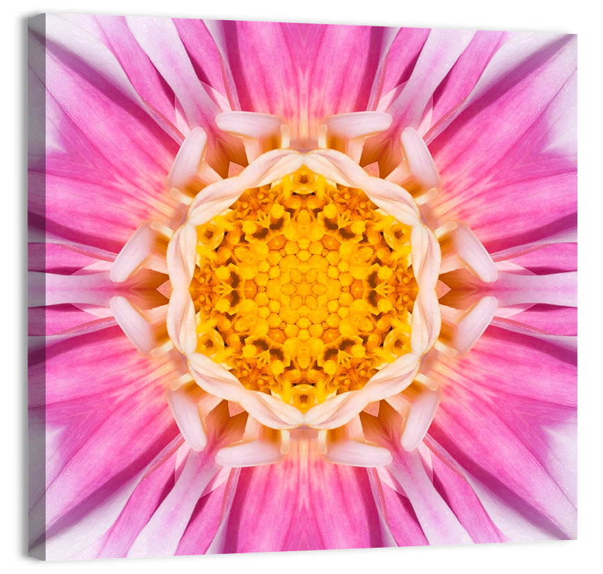 Kaleidoscopic Dahlia Mandala Bloom Wall Art, canvas print, square